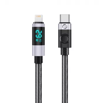 ORICO LDC2L USB-C to Lightning Cable with LED Power Display, PD 29W, 480 Mbps, 1.5 m, Black