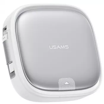 USAMS uvlačivi 3-u-1 kabel za punjenje s kutijom za pohranu - USB-A na USB-C/Lightning/Micro USB, 60W, srebrni