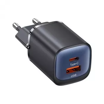 USAMS CC254 30W GaN USB-C/USB-A brzi punjač HC Series crni