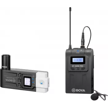 BOYA BY-WM8 Pro-K7 Dual-Channel UHF Wireless Lavalier Microphone System with 48 Channels, 100m Range, Camera-Mountable Receiver (568-590 MHz)