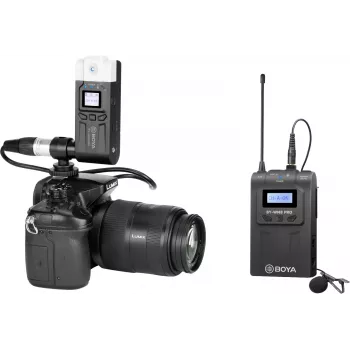 BOYA BY-WM8 Pro-K7 Dual-Channel UHF Wireless Lavalier Microphone System with 48 Channels, 100m Range, Camera-Mountable Receiver (568-590 MHz)