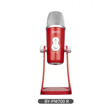 BOYA BY-PM700R USB kondenzatorski mikrofon s omnidirekcijskom, kardioidnom, dvosmjernom i stereo karakteristikom, 3,5mm izlaz za slušalice, kontrola pojačanja, gumb za isključivanje zvuka i integrirano stolno postolje
