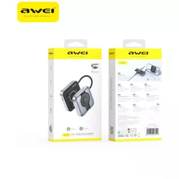 AWEI W35 3-in-1 Wireless Charging Station 15W Grey