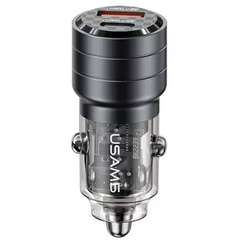 USAMS C36 95W brzi auto punjač USB + USB-C, crni, CC176CC01 (US-CC176)