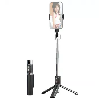 USAMS ZB324 mini bežični selfie stick stativ s Bluetooth daljinskim upravljačem - crni