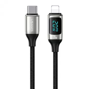 USAMS U78 pleteni USB-C na Lightning kabel s LED indikatorom 1,2m 20W PD brzo punjenje bijeli SJ545USB02