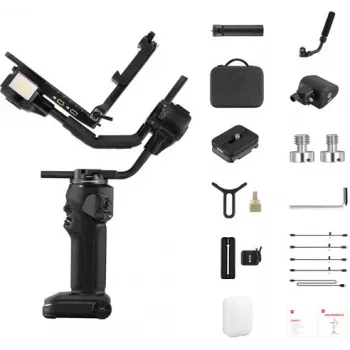 ZHIYUN CRANE 4 COMBO 3-osni gimbal stabilizator za kameru s nosivošću 6kg, baterijom 12h, zaslonom osjetljivim na dodir i rasvjetom, crni