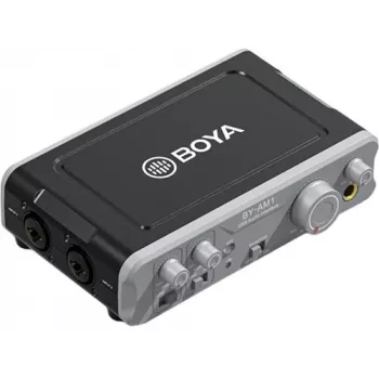 BOYA BY-AM1 2-Channel USB-C Audio Interface with XLR/TRS Inputs, +48V Phantom Power, and Direct Monitoring
