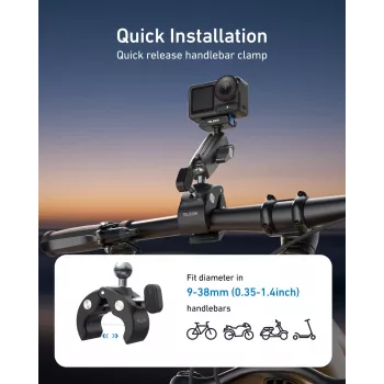 TELESIN Magic Arm Clamp Mount for DJI Osmo Action 5 Pro/4/3, Osmo 360, GoPro, Insta360 – S3-HBM-14-TDJ
