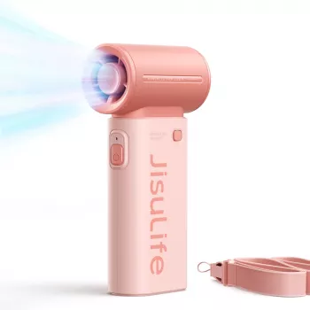 JISULIFE Life9 ručni ventilator 3600mAh USB-C prijenosni sklopivi stolni ventilator - ružičasti