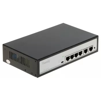 Tiandy TC-P3S06 4-portni PoE switch s 2 uplink porta, 65W budget, IEEE 802.3af/at, neupravljani, desktop/zidna montaža
