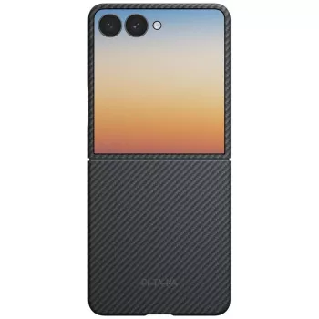 PITAKA Edge futrola za Samsung Galaxy Z Flip5 - Fusion Weaving crno/siva aramidna vlakna, tanka snap-on futrola s MagSafe kompatibilnošću