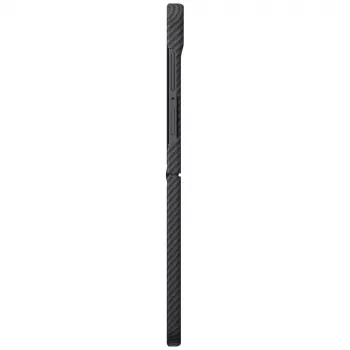 PITAKA Edge futrola za Samsung Galaxy Z Flip5 - Fusion Weaving crno/siva aramidna vlakna, tanka snap-on futrola s MagSafe kompatibilnošću