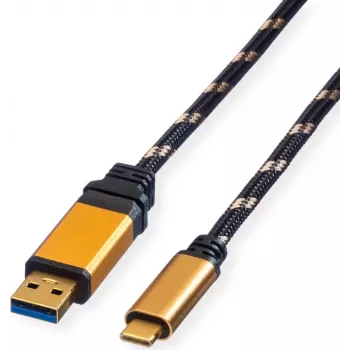 ROLINE GOLD USB 3.2 Gen 1 USB-A na USB-C kabel, 1m, crni, pozlaćeni konektori