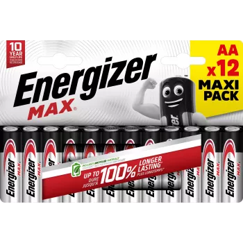 Energizer Max AA Alkaline Batteries, 1.5 V, 12 Pack