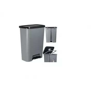 Curver Deco Bin 50L pedala kanta za smeće, tamno sivo tijelo s crnim poklopcem i pedalom
