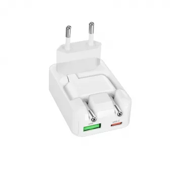 SBS TETRGANUSBTCFOLD20W 20W GaN USB-C sklopivi zidni punjač bijeli