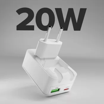 SBS TETRGANUSBTCFOLD20W 20W GaN USB-C sklopivi zidni punjač bijeli