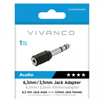 Vivanco VVAJACKAD35F63M 3.5mm Female to 6.35mm Male Stereo Jack Adapter