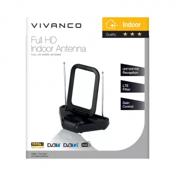 Vivanco VVTVANTLCIRCLE sobna antena DVB-T/T2 aktivna s pojačanjem 28 dB, crna
