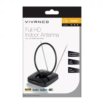 Vivanco VVTV2ANTCIRCLE sobna antena za DVB-T/T2, DAB/DAB+ i FM radio, crna