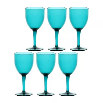 ROSE&TULIPANI FIABA set od 6 akrilnih vinskih čaša 400 ml, tirkizne