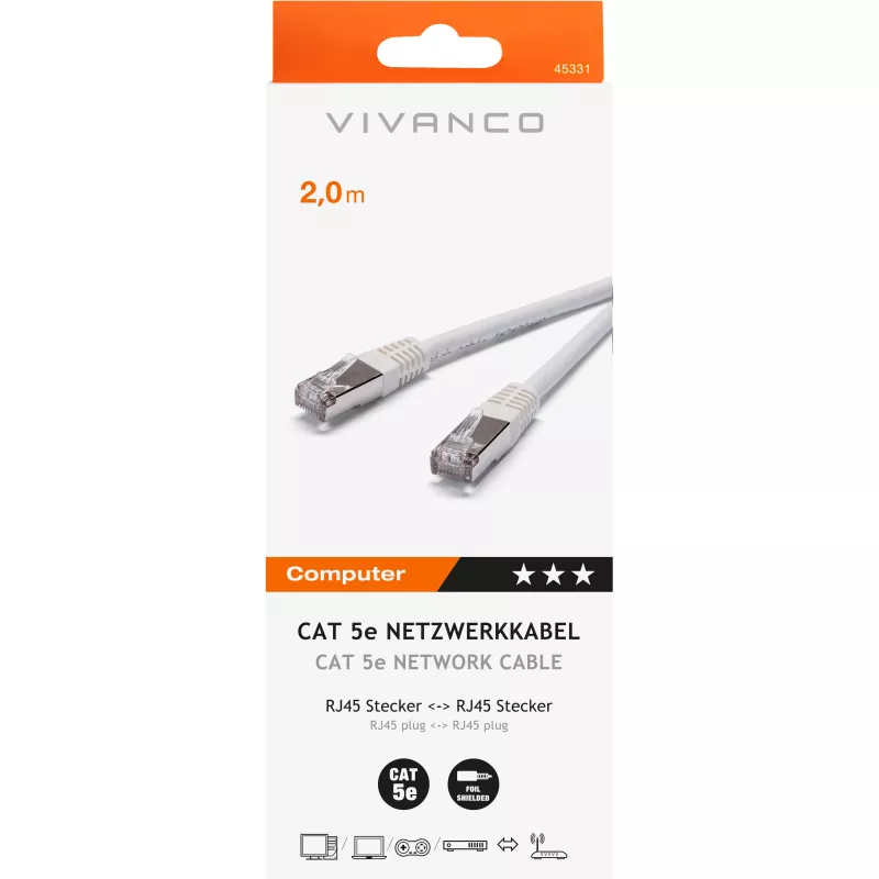 Vivanco CAT-5e patch kabel 2 m (VVITLAN5E200W)