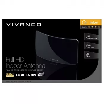 Vivanco VVTVANTMCIRCLE sobna antena za DVB-T/T2 s pojačanjem 28 dB, LTE/4G/5G filtar, DAB/DAB+ podrška, crna