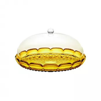 Guzzini Vanity Cake Stand with Dome, Saffron Yellow