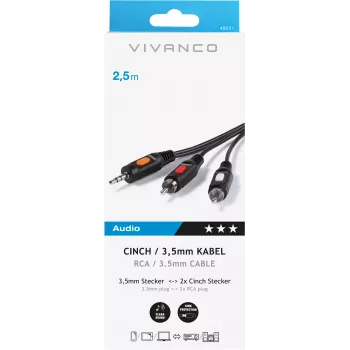Vivanco 3.5 mm to 2xRCA Audio Cable 2.5 m (VVAJACK2RCA25MMK)