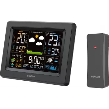 Sencor SWS 4500 meteorološka postaja crna / LCD zaslon u boji / bežični senzor