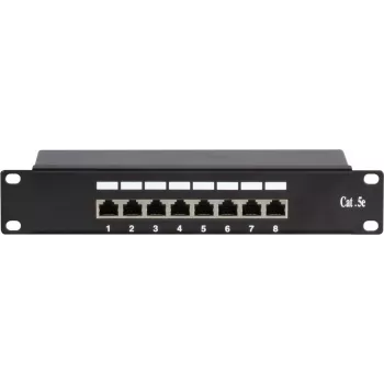 DSIT DS-10Patch5-8FTP 10 inch 8-portna FTP CAT 5e patch ploča, 1U montaža u ormar, oklopljeni RJ45, LSA+ IDC, crna