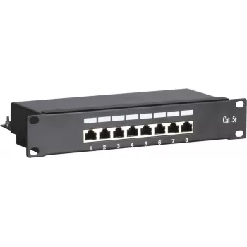DSIT DS-10Patch5-8FTP 10 inch 8-portna FTP CAT 5e patch ploča, 1U montaža u ormar, oklopljeni RJ45, LSA+ IDC, crna