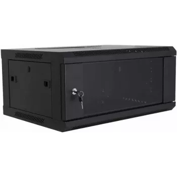 DSIT DS6404 4U Wall-Mount Server Cabinet with Glass Door, 600x450x280 mm, Black