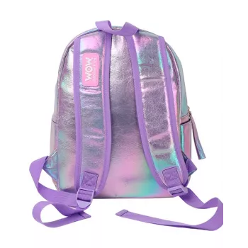 Holo Wow Holographic School Backpack for Girls with Pompom and Adjustable Straps WOW00048