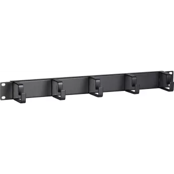 DSIT DS-1904 19 inch 1U rack panel za upravljanje kabelima s 5 metalnih kuka, crni