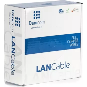DSIT Danicom CAT5e UTP Network Cable 50m Solid Conductor LSZH Dca Blue 100% Copper