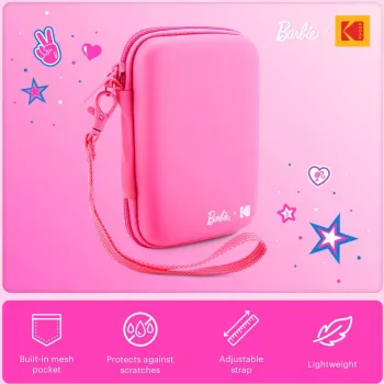 Kodak x Barbie EVA Case with Removable Strap and Mesh Pocket for Printomatic and Step Slim, Pink (RODBCEPK)