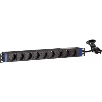 DSIT DS-9PDU 19 inch Rackmount Power Distribution Unit - 9 Schuko Outlets, 16A, 1U, Black