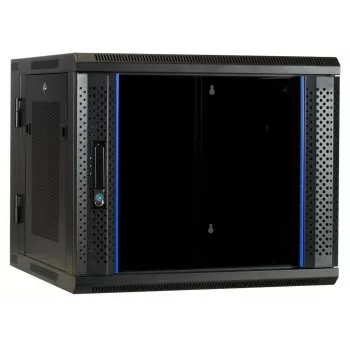 DSIT 6U zidno rack kućište s kaljenim staklom na vratima, reverzibilno, 600x450 mm, crno