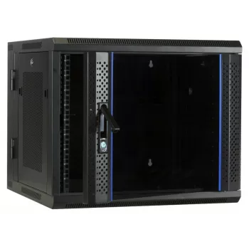 DSIT 6U zidno rack kućište s kaljenim staklom na vratima, reverzibilno, 600x450 mm, crno
