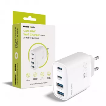 Mobile Origin 40W GaN punjač PW22, 2x USB-C + 2x USB-A