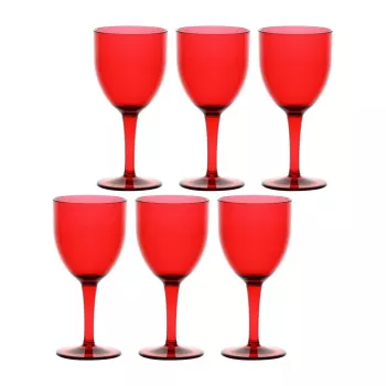 ROSE&TULIPANI FIABA Set of 6 Acrylic Wine Glasses 400 ml, Red