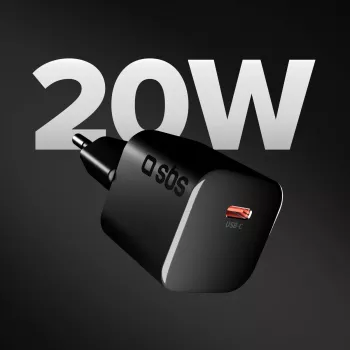 SBS 20W USB-C PD zidni punjač crni