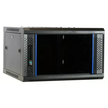 DSIT 6U zidni serverski ormar sa staklenim vratima, 600 x 600 x 368 mm, crni