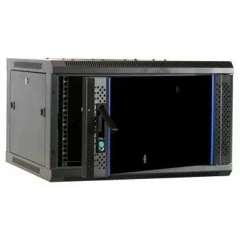 DSIT 6U zidni serverski ormar sa staklenim vratima, 600 x 600 x 368 mm, crni