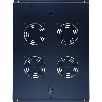 DSIT DS-FT80 4-ventilatorska rashladna jedinica za serverski ormar s termostatom za ormare dubine 800 mm, 1U, 230V, crna