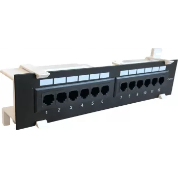 DSIT CAT 6a zidna patch ploča, 12 portova UTP, crna
