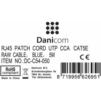 DSIT CAT 5e U/UTP mrežni patch kabel, 5m, plavi, CCA, RJ45 (DC-C54-050)