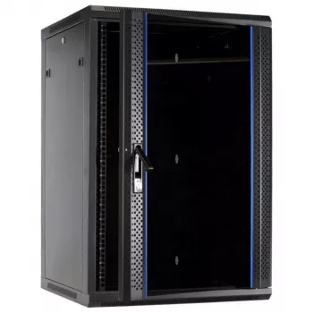 DSIT 27U zidni serverski ormar sa staklenim vratima, 600x600x1300 mm, crni
